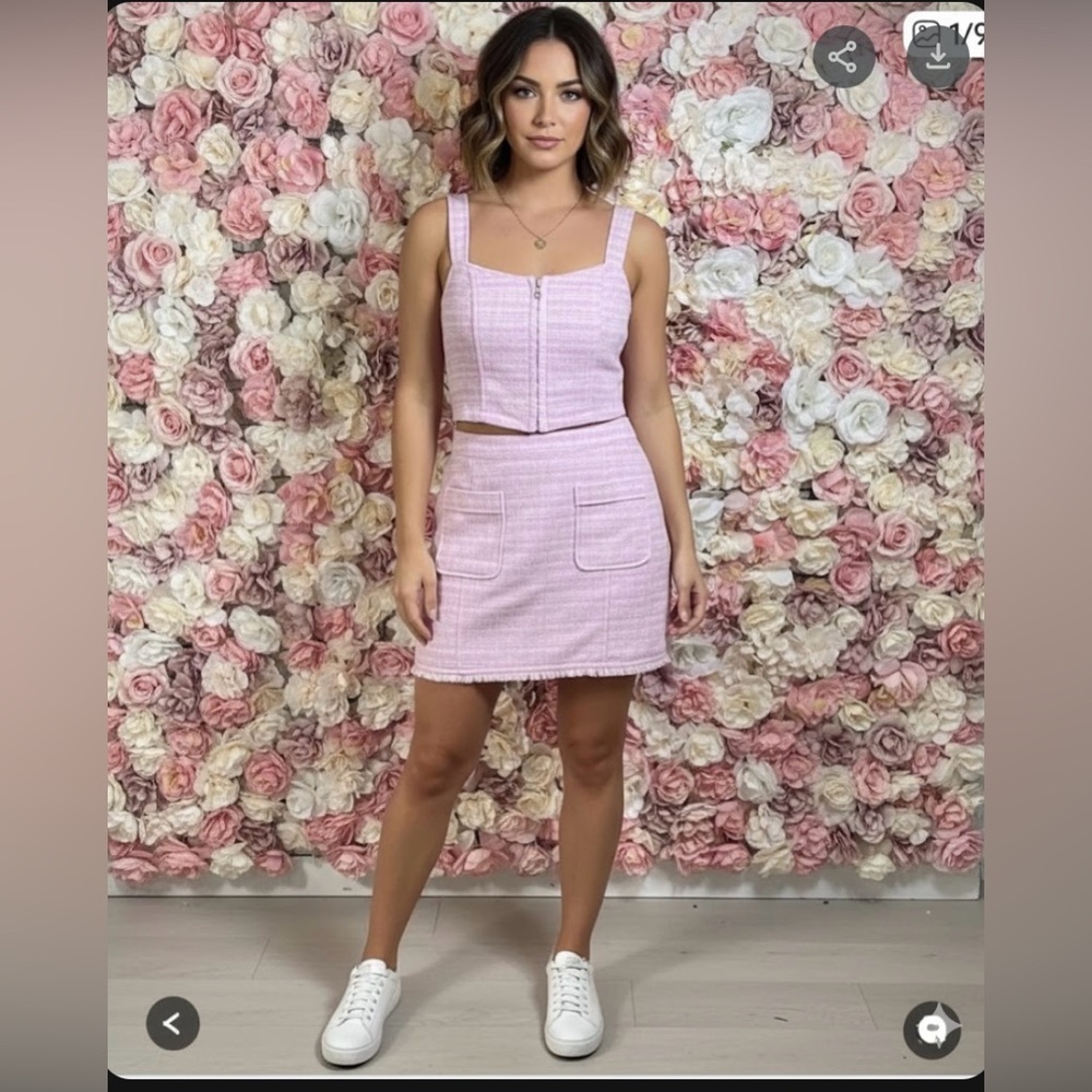 NWT BB Dakota set Pink Textured Top and skirt A0173